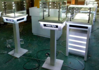 White Painting Color Lockable Glass Display Case For Jewelry Exhibition