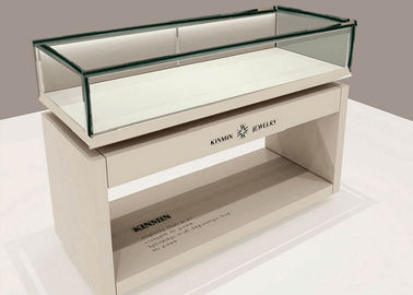 OEM Matte White Wooden Glass Display Plinth / Retail Shop Display
