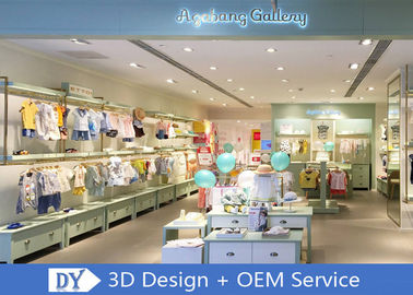 OEM Children'S Store Fixtures / Baby Clothing Showcase With Light Green Lacquer Finished