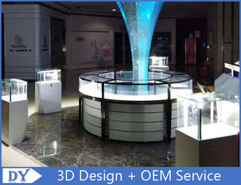Modern Retail Jewelry Store Showcase Wooden MDF S / S Tempered Glass