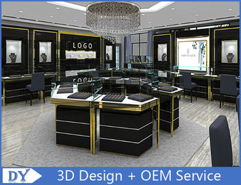Custom Made Mirror Black Glass Jewelry Display Cases / Retail Jewellery Display Cabinets