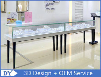 Simple Wood Glass Jewelry Display Cases With Lock For Retail Store