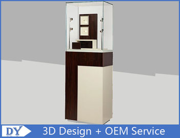 Custom Wooden Coating Jewelry Tower Showcases With LED Light Brown Color