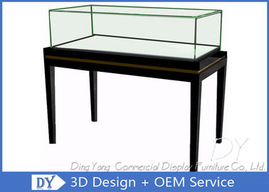 OEM Simple Modern Wood Black Exhibition Plinths With Lights Fully Assembly