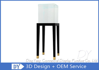 Free Standing Glass Jewelry Display Case With Wood + Glass + Led Lights