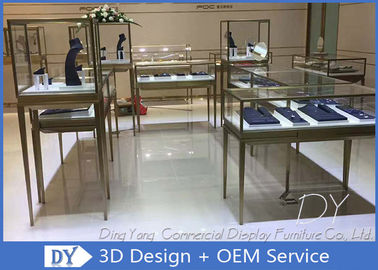 High End Stainless Steel Jewelry Store Showcase With Lighting For Shopping Mall