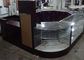 Crystal Tempered Glass Jewelry Kiosk Furniture Full View Round Shape With Lights