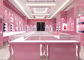 Glossy Pink Color Showroom Display Cases 8MM And 6MM Tempered Glass Materials