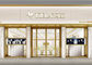 Rectangle Jewelry Showroom Display Cabinets Gold Stainless Steel Wood Material
