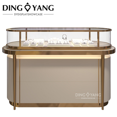 Metal Stainless Steel  Tempered Glass Jewellery Showcase Display with LED Lights