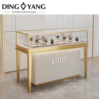 Golden White Jewellery Display Counters , Color Size Can Be Custom Design Style Can Be Choosed Budget Can Be Adjusted