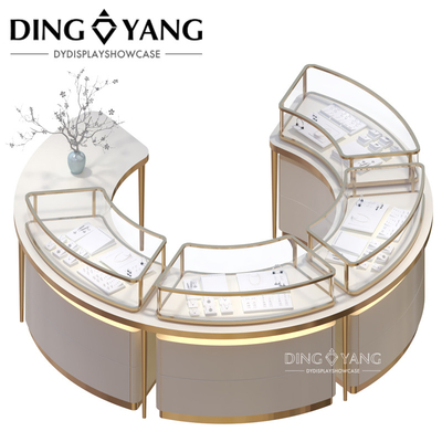 Fashion Curve Jewellery Display Showcases Beautiful Firm Structure With Highly Transparent Tempered Glass