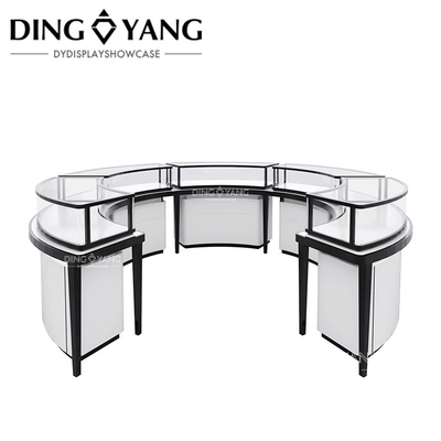 Manufacturer Directly Supply High End Luxury Black And White Round Wood Glass Jewellery Display Counter