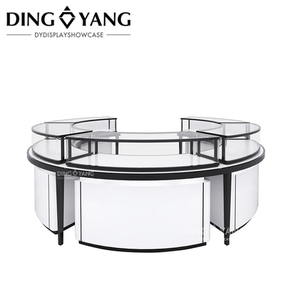 Manufacturer Directly Supply High End Luxury Black And White Round Wood Glass Jewellery Display Counter