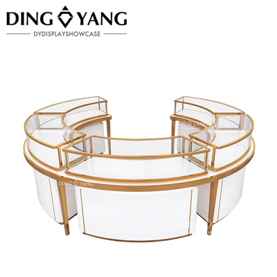 Factory Luxury High End Round Center Island Showcase Jewelry Display Case Glass Top With Smart Invisible Lighting System