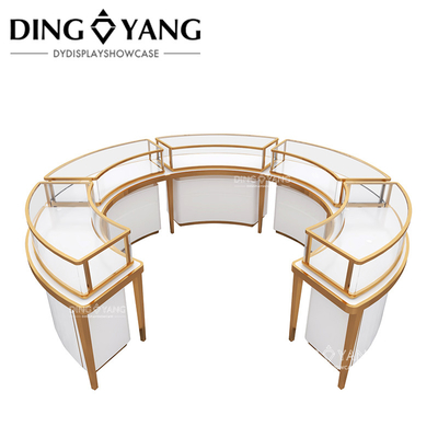 Factory Luxury High End Round Center Island Showcase Jewelry Display Case Glass Top With Smart Invisible Lighting System