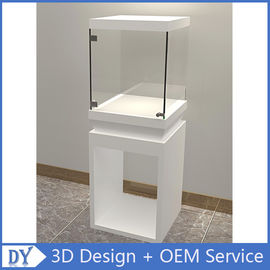 Oem manufacturing good price wooden glass white color perspex display stands with locks
