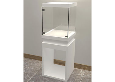 Shining White Coating Custom Glass Display Cases With High Pole LED Lights