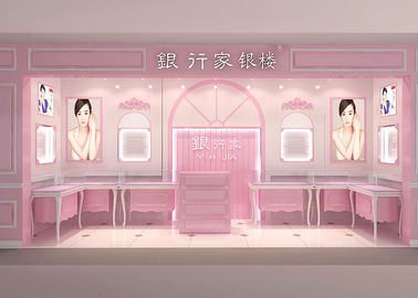 Easy Install Showroom Display Cases Acrylic Logo Pink Coating Finish Color