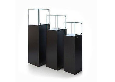 Wooden Glass Floor Standing Display Cases With Led Lights 350X350X1150MM