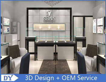 Customized Store Jewelry Display Cases With S / S + Wooden + Glass Material