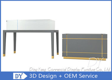 OEM Gray Jewelry Showcase Display With Wooden + Glass + Led Lights