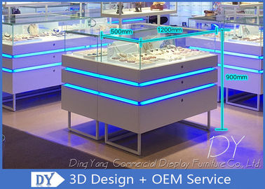 Fashion Jewelry Showcase Display With Led Lights / Jewellery Counter Display