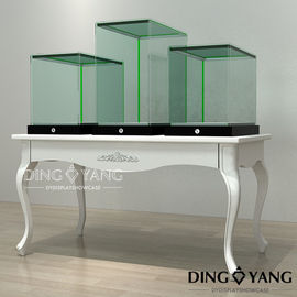 Matte White MDF Glass Jewellery Shop Display Counters