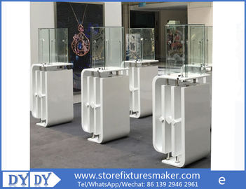 Oem manufacturing good price wooden glass white color perspex display stands with locks