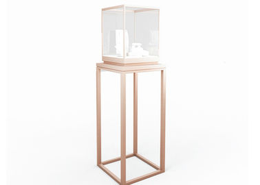 Glass Museum Exhibit Cases / Pedestal Display Case Antique Copper Stainless Steel Frame