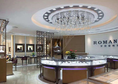 Commercial Display Cases / Jewellery Showroom Furniture Decorated With LED Lights