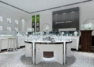Modern White Color Round Circle Jewellery Display Counter / Retail Display Cases