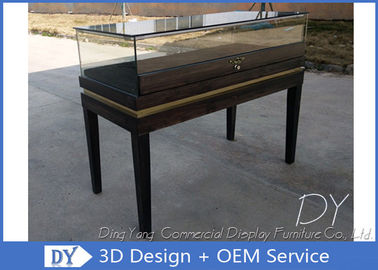 Black Wooden Custom Glass Display Cases , Exhibition Display Counter‎