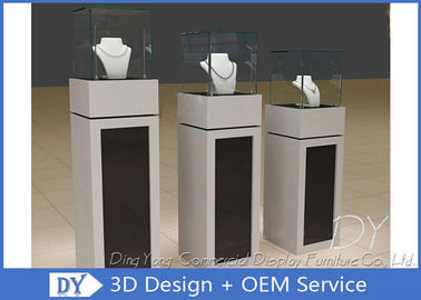 Square Matte Black White Wooden Display Plinth With Small Cabinet