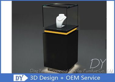 Pre - Assembly Black Exhibit Pedestal Display Showcase With Lighting