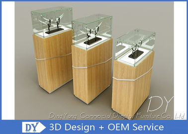 Durable Wooden Veneer Glass Jewelry Display Case / Exhibition Display Stands