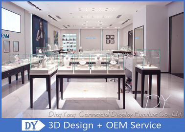 Black + White Lighted Jewelry Display Cases / Jewellery Shop Display Cabinets
