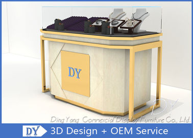 Lockable Retail Jewelry Store Display Counter With OEM Logo Gold + Veneer Color