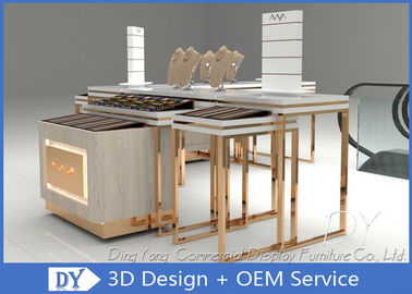 Easy Install Jewelry Showcase Display , MDF Wooden SS Jewellery Shop Display Counters