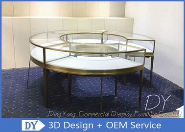 Round SS Glass Jewelry Display Cases With Locks / Retail Glass Display Cabinets