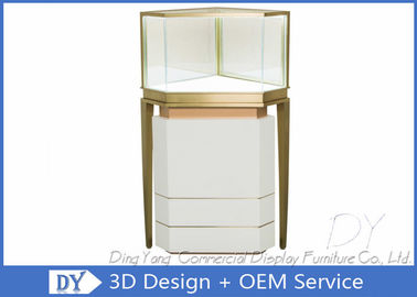 Custom Lighting Corner Store Jewelry Display Cases With Cabinet