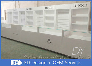 Shining White Store Jewelry Display Cases , OEM Design Jewellery Shop Counter