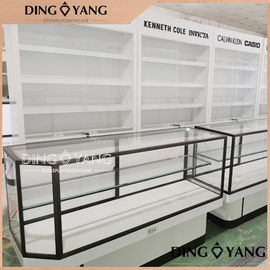 Durable Jewelry Showcase Display / White Wooden Glass Jewelry Display Case