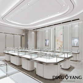 White Glass Customized Jewelry Showcase Display