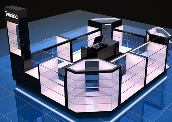 quality  Custom Mall Kiosk / Jewelry Showcase Kiosk Full View 4 Layers Shelves factory