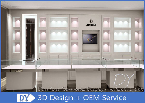 quality  OEM 1200MM Wooden White Single Tier Glass Jewellery Glass Counter factory