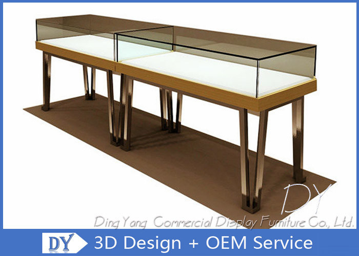 Fashion Gold Stainless Steel Jewelry Store Showcases Locking Pull Out