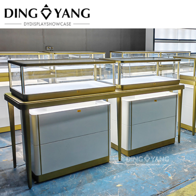 Custom Made Fashion Jewellery shop counter , Beautiful Appearance Firm Structure With Highly Transparent Tempered Glass