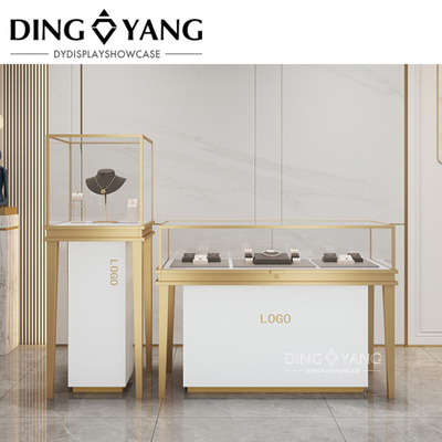 Custom Made Fashion Black White Jewelry Counters Beauty Design Style Durable Sophisticated Enclosed Storage Area