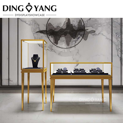 Fashion Modern Simple Popular Golden Jewellery Shop Counter Furniture , Beautiful Appearance Firm Structure